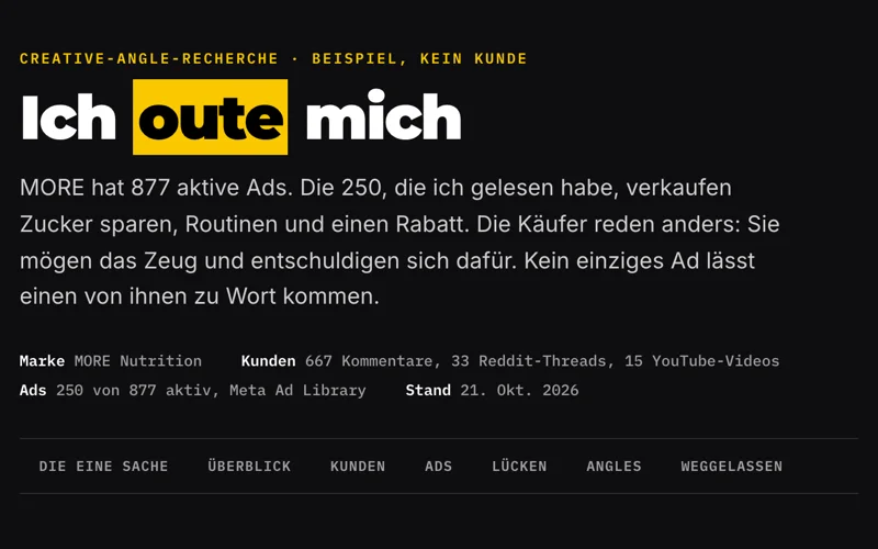 Cover der MORE-Nutrition-Recherche: Ich oute mich
